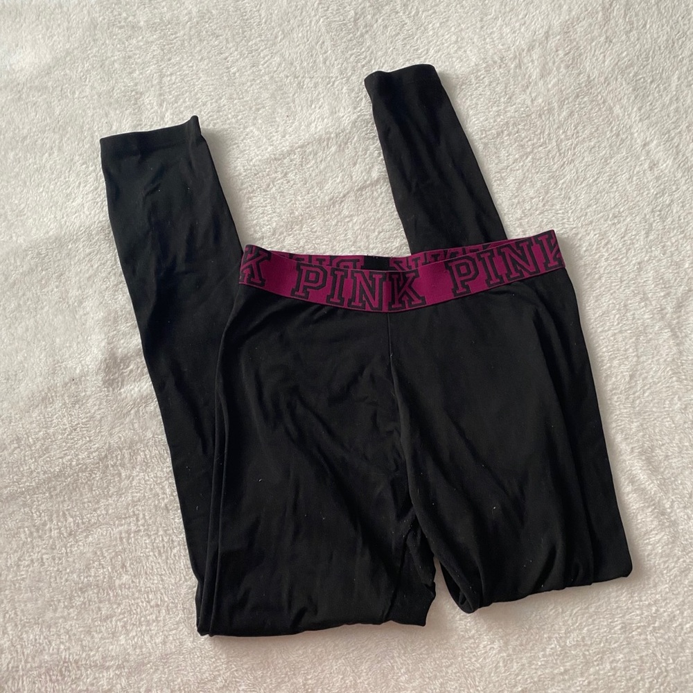 VS PINK Logo Waistband Black Skinny Yoga Legging